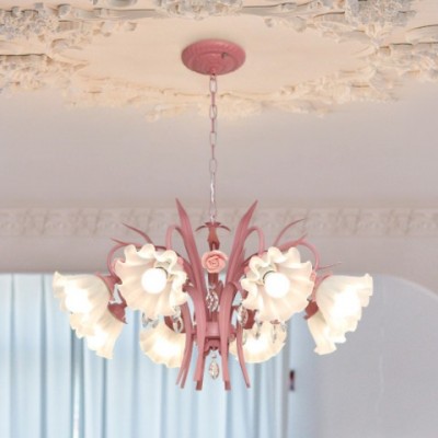 法式田园客厅吊灯创意网红铃兰花朵灯美式乡村复古灯具餐厅卧室灯