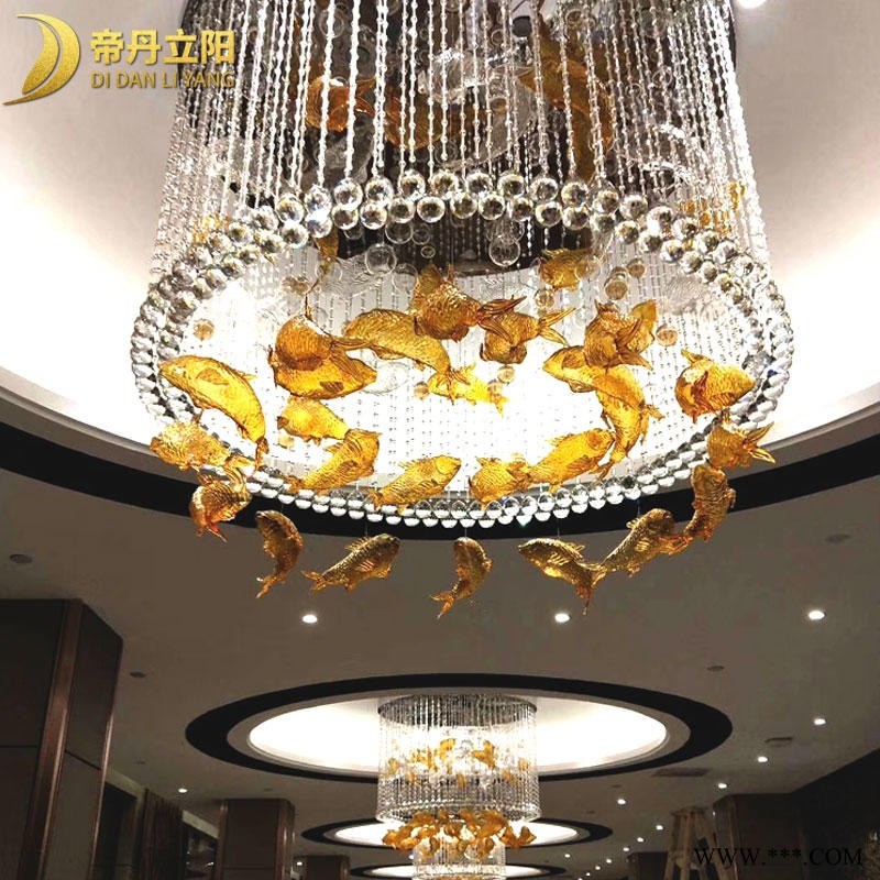 水晶灯厂家 帝丹立阳圆形水晶吸顶灯 宴会厅装饰灯具 订做酒店工程灯饰图1