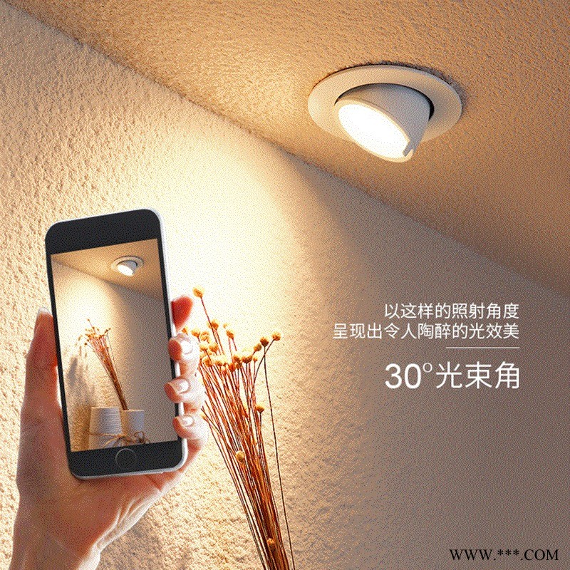 led象鼻灯10w 嵌入式led天花射灯 360度旋转可调角度射灯图1