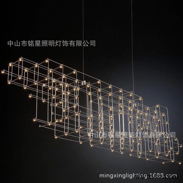 铭星灯饰原创异形金属框架灯酒店售楼部大型艺术满天星工程吸顶灯  铭星厂家直供 节省25percent采购成本 量大从优图1
