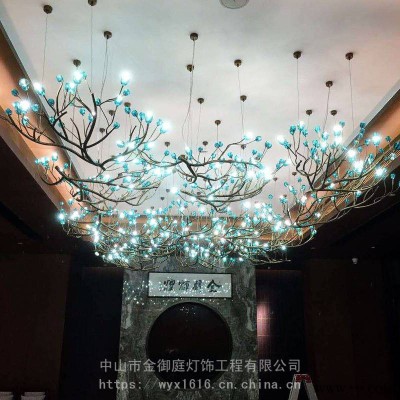 中山定制酒店大堂商场鱼型中空灯饰 古镇售楼部工程灯具创意水晶装饰吊灯