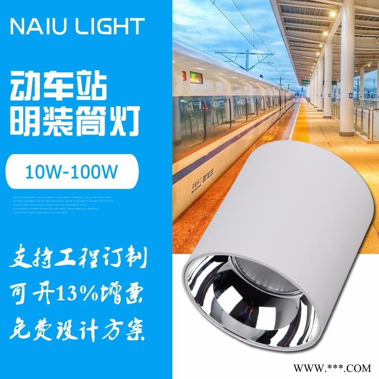家用小款明装免开孔筒灯10W15W20W30W 白色黑色款吸顶射灯图1