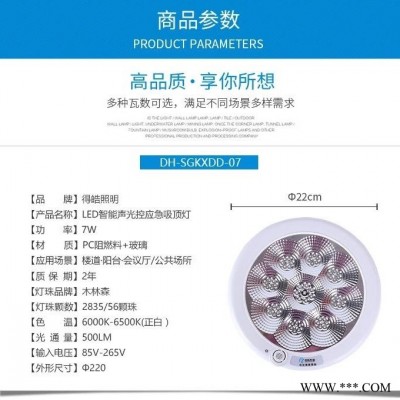 LED声光控吸顶灯阳台楼道楼梯车库灯