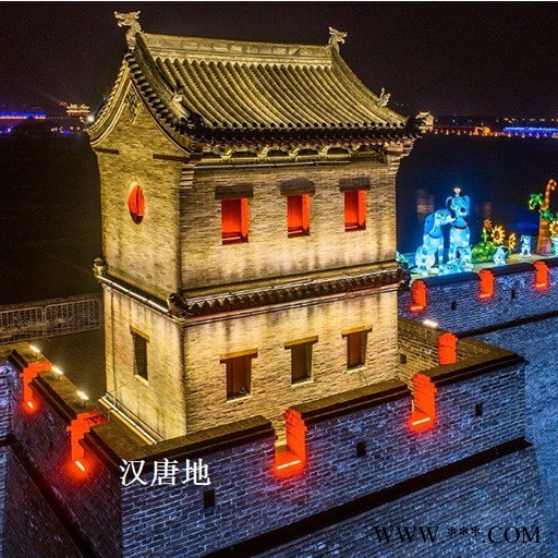 佛山光点照明专注户外亮化照明器具生产十年以上，古建筑夜景亮化照明琉璃瓦灯光，古城墙垛口渲染彩绘灯光，瓦片灯 洗墙灯 射灯图1