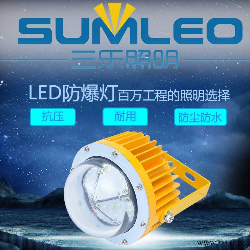 三乐照明 LED免维护防爆灯工厂防爆吊灯加油站电厂防爆投光灯200W图1