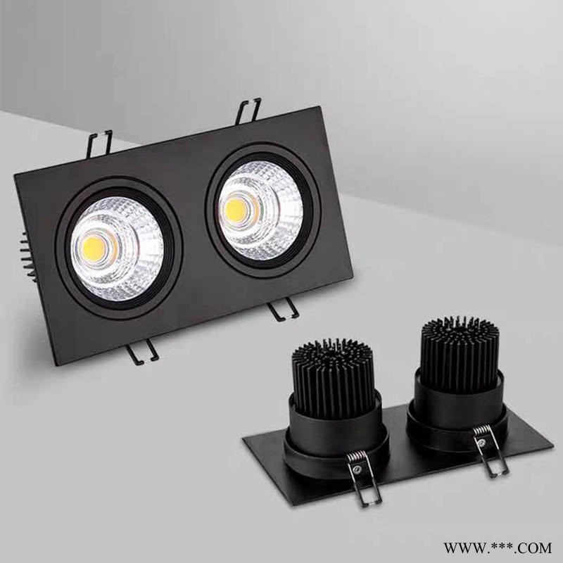 超麦方形led明装筒灯 双头斗胆灯 cob射灯 嵌入式格栅灯LED图1