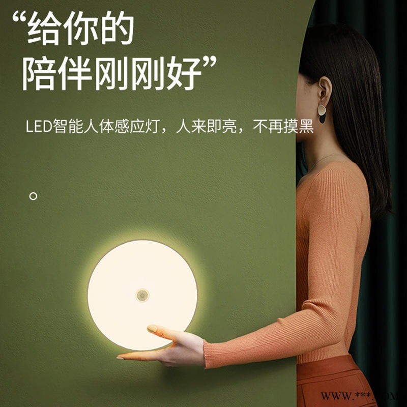 人体感应小夜灯 充电走廊橱柜感应灯 led宿舍衣柜卧室床头台灯图1