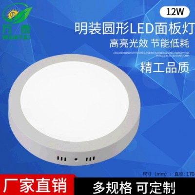 万泰厂家直销 170mm明装天花板筒灯 12W过道走廊阳台卧室厨卫圆形吸顶灯批发.