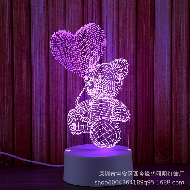 七彩触摸3D台灯 USB接口led小夜灯可支持定制图案专业出口图1