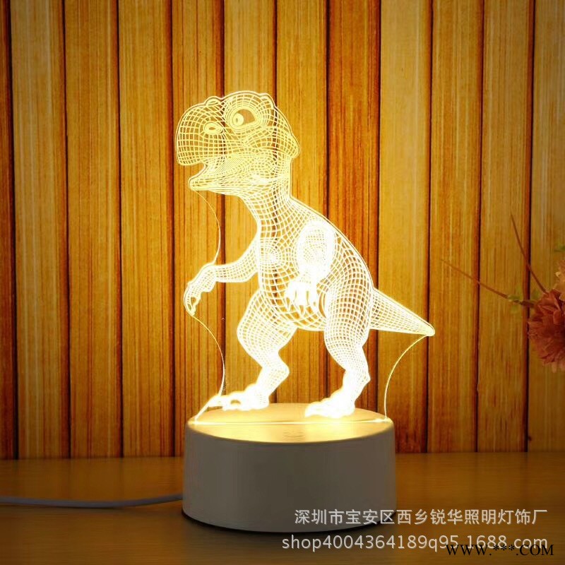 led小夜灯恐龙 创意3D台灯卧室床头灯护眼支持定制图案专业出口图1