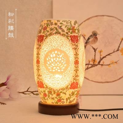 景德镇陶瓷镂空中式创意艺术台灯复古简约床头暖光护眼装饰台灯图1