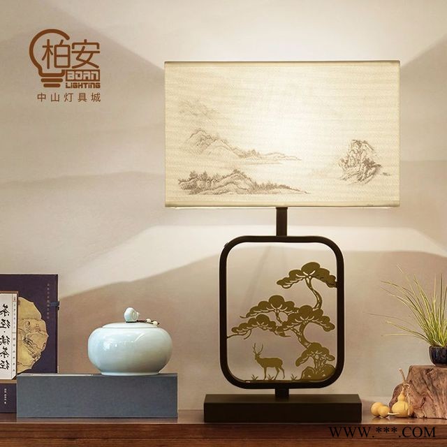 新中式现代简约客厅台灯 卧室酒店客房床头灯 耐用家居场所书房灯具图1