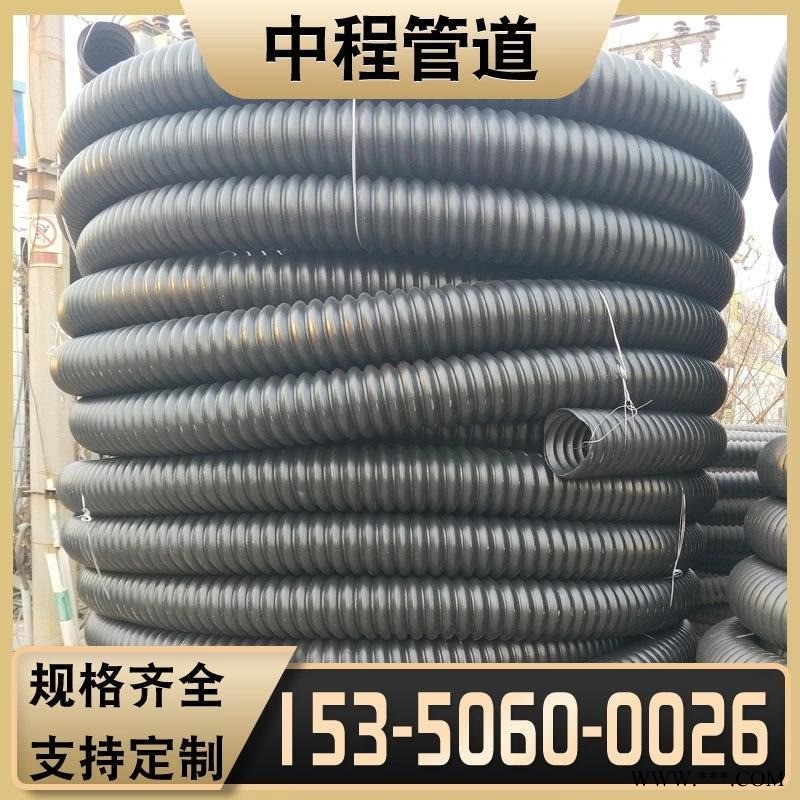 中程管道 黑色PE碳素波纹管 地埋碳素螺纹盘管DN50-200 碳素螺纹管  路灯弱电穿线管图1