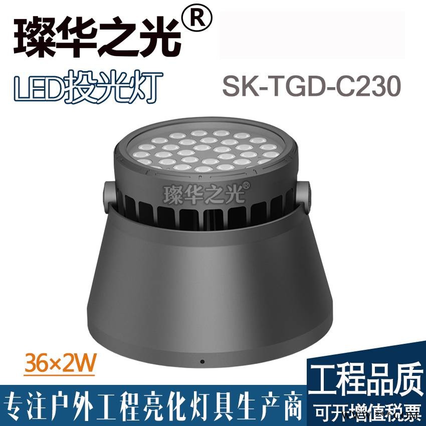 璨华照明SK-TGD-C230LED投光灯48w/72w新款户外圆形明装投光灯可调明装地埋灯图1