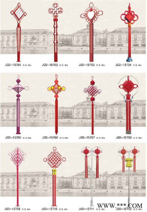 LED全防水电源路灯_喜庆红中国结路灯_科尼路灯厂家图1