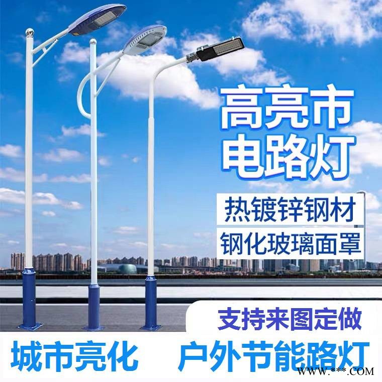 厂家供应市电路灯 河北8米高低臂路灯 农村建设改造路灯 防水户外工程照明图1