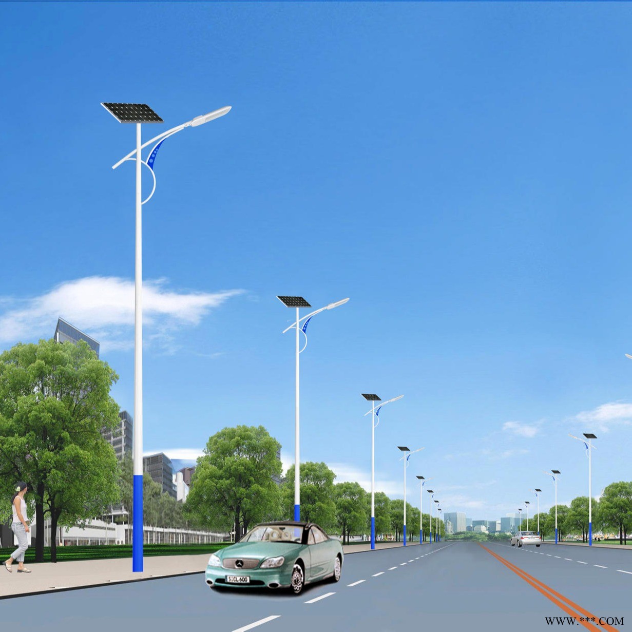 霁月灯饰  太阳能风光互补路灯 户外led风光互补路灯杆批发 风光互补路灯图1
