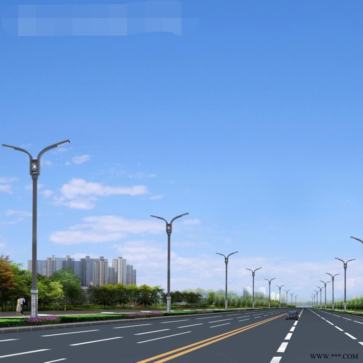 霁月灯饰  市电路灯 热镀锌灯杆 10米双臂路灯 厂家直销图1