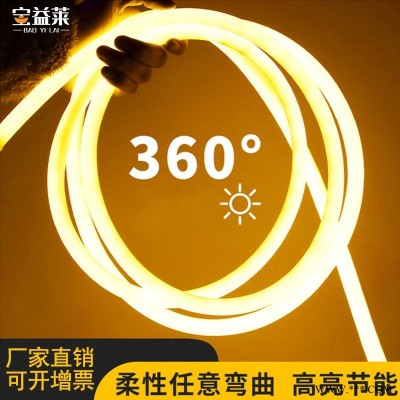 220V装饰led灯带条 360度发光柔性霓虹灯 高亮户外防水软管彩色灯带