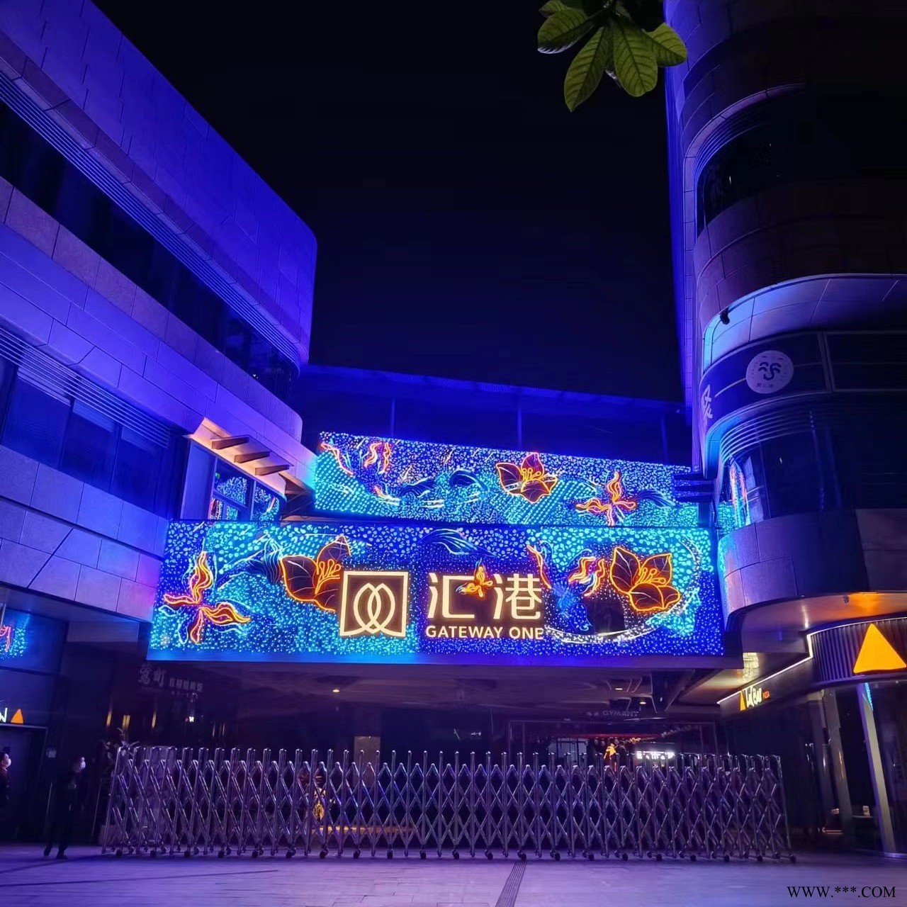 灯饰画楼体LED霓虹灯墙体灯光节美陈亮化连廊玻璃户外幕墙灯饰画  夏桐工厂图1