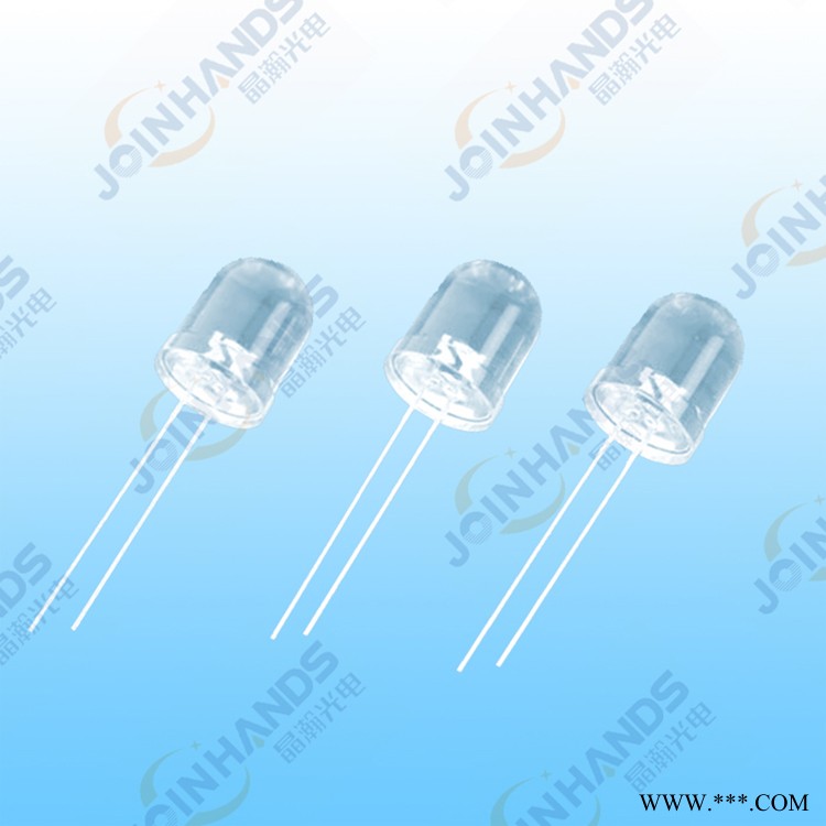 LED直插10mm圆头蓝黄橙红绿发光二极管灯珠图1