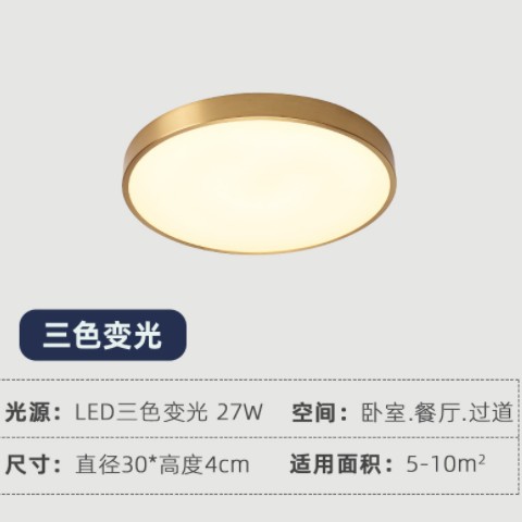 北欧卧室吸顶灯led现代简约全铜超薄客厅房间灯阳台过道走廊灯具图3