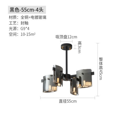 全铜款现代轻奢客厅吊灯简约卧室设计师家用创意北欧餐厅吧台主灯图3