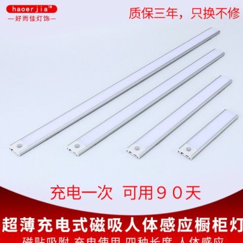 批发新款人体感应灯条超薄充电衣柜灯条展柜智能硬灯条充电款图1