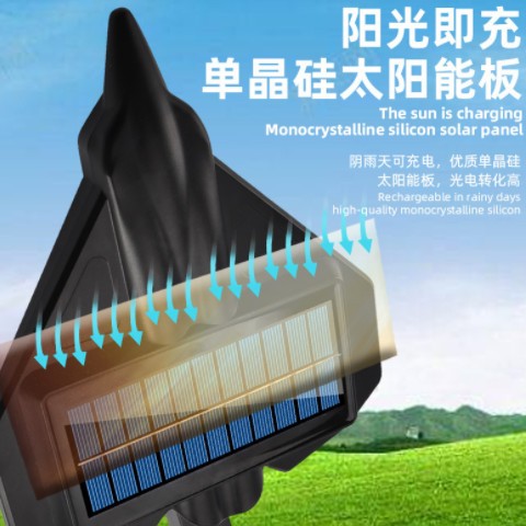 跨境新款太阳能充电感应庭院灯LED户外花园COB壁灯战斗机照明路灯图2
