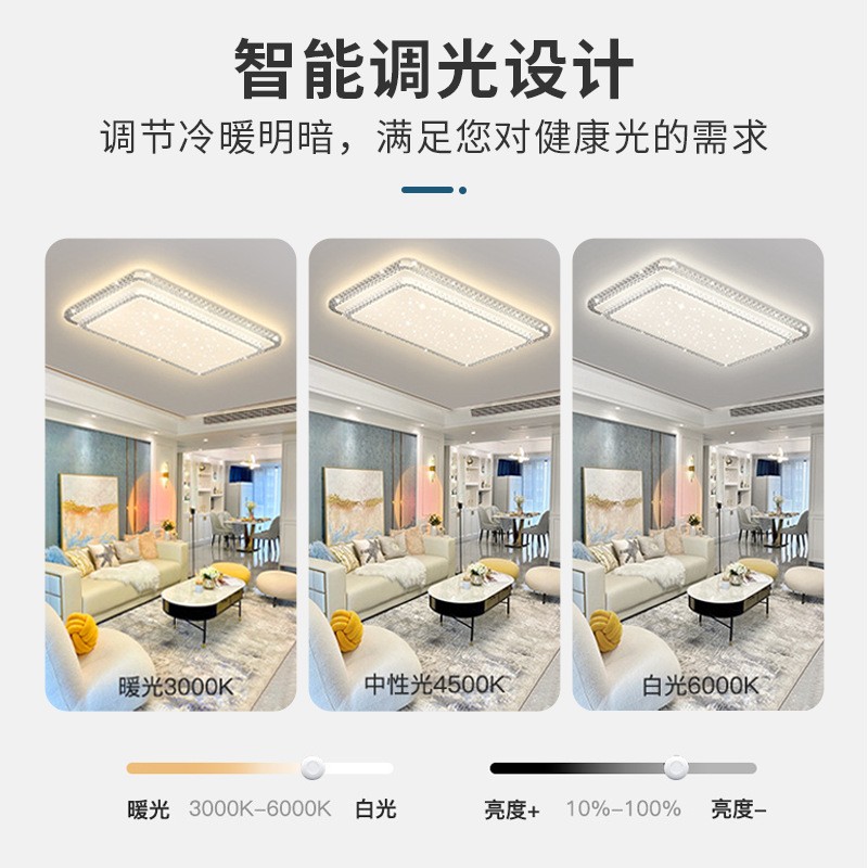 轻奢led吸顶灯现代简约卧室书房客厅灯室内家用过道水晶钻石灯具图3