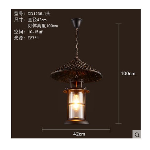 跨境美式复古餐厅吊灯仿船木头灯具工业风创意火锅店酒吧loft灯具图2