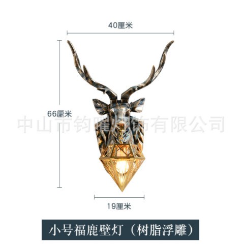 欧式鹿头装饰壁灯 客厅卧室过道走廊鹿头灯床头背景墙创意鹿角灯图1