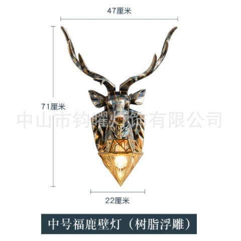 欧式鹿头装饰壁灯 客厅卧室过道走廊鹿头灯床头背景墙创意鹿角灯图3
