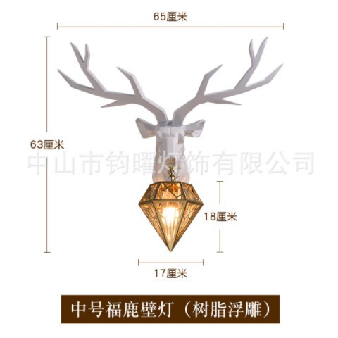 招财鹿头壁灯北欧式客厅电视背景墙床头个性创意鹿头墙壁灯装饰品图3