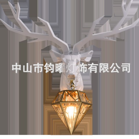 招财鹿头壁灯北欧式客厅电视背景墙床头个性创意鹿头墙壁灯装饰品图1