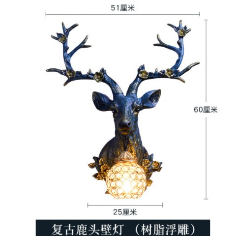 招财鹿头壁灯北欧式客厅电视背景墙床头个性创意鹿头墙壁灯装饰品图2