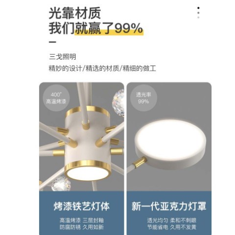 客厅吊灯现代简约 三室两厅主灯房间吸顶灯温馨灯具全屋套餐组合图1
