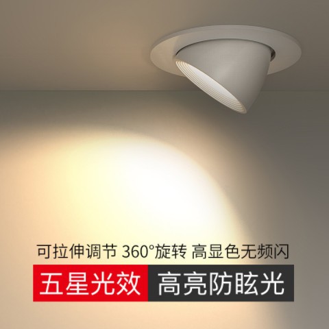 COB象鼻灯led嵌入式射灯服装店酒店展厅360度旋转调节牛眼灯图1