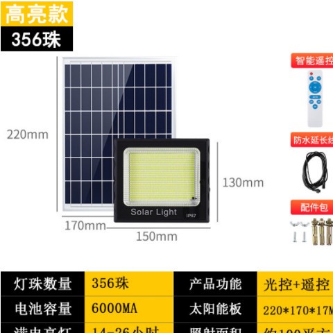 太阳能户外灯大功率家用1000w超亮led庭院灯防水室内照明灯饰厂家图2
