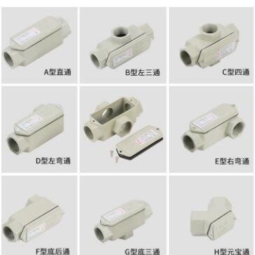 防爆穿线盒 BHC防爆弯头铸铝6分防爆三通过线盒DN20防爆直通方形图2