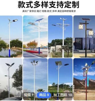 厂家定制太阳能灯户外照明感应灯新农村太阳能路灯6米7米路灯杆厂图3