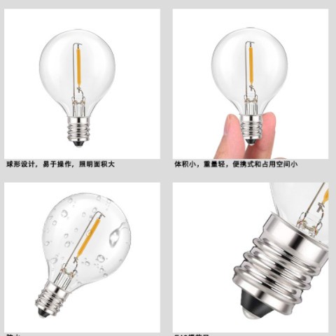 工厂现货G40LED灯泡 太阳能灯串 户外防水E27灯泡 S14灯串E12球泡图2