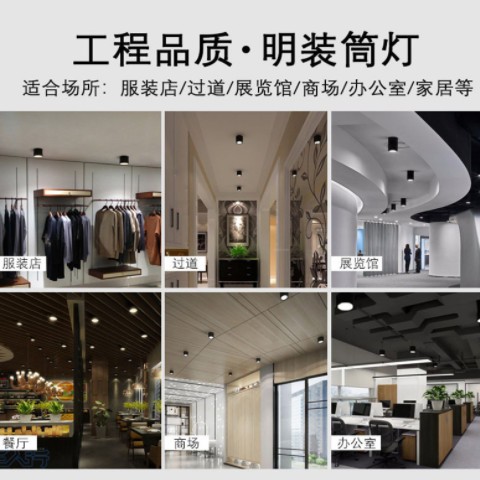明装筒灯led吊线吸顶灯4寸5寸6寸走廊过道照明灯免开孔圆形吊线灯图2