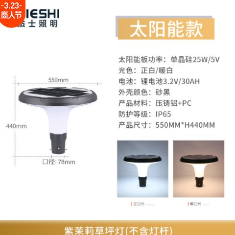 意杰士 太阳能市电LED户外3米铁铝制景观防水小区公园景区 庭院灯图3