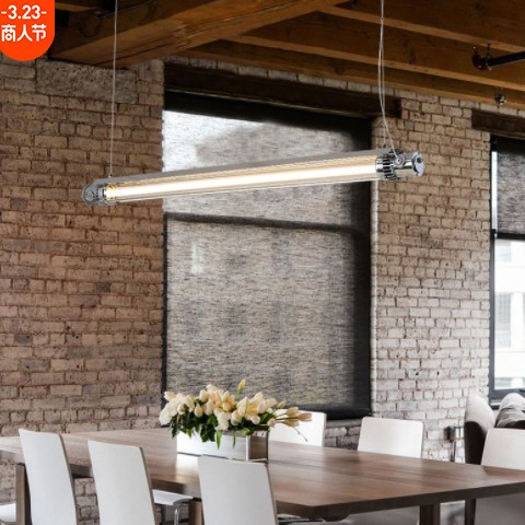 吧台吊灯loft设计师工业风复古餐厅网红咖啡厅店铺办公室长条吊灯图3