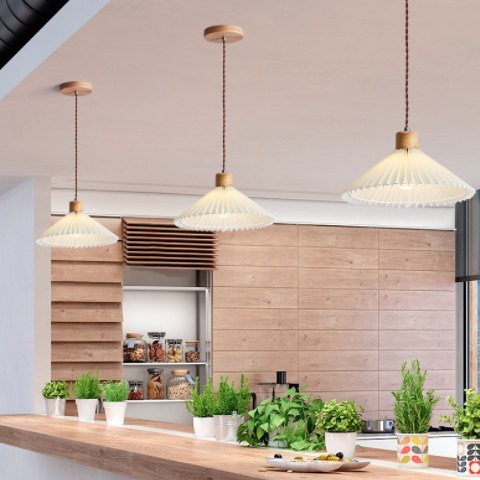 北欧ins百褶床头吊灯实木家用卧室餐桌饭厅日式民宿极简创意灯具图3