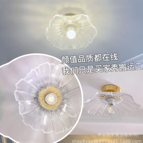 网红过道吸顶灯爆款阳台走廊入户玄关衣帽间花型水晶玻璃灯具图3
