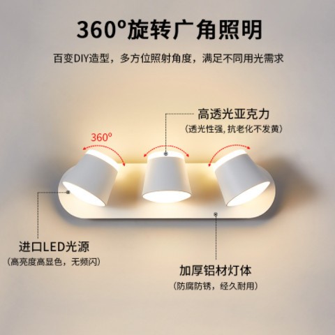 壁灯床头灯卧室简约现代创意可旋转楼梯过道客厅书房背景墙壁灯图1