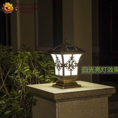 太阳能灯柱头灯室外围墙灯庭院灯柱子灯家用防水门柱灯大门灯图2