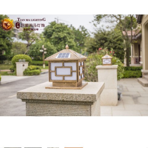 厂家批发太阳能柱头灯欧式户外防水庭院灯别墅大门墙头灯压铸铝图3